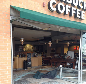 Starbucks in Homewood, IL Before Board Up Services Were Completed