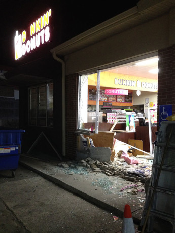 Before damage clean up at a Homewood, IL Dunkin Donuts